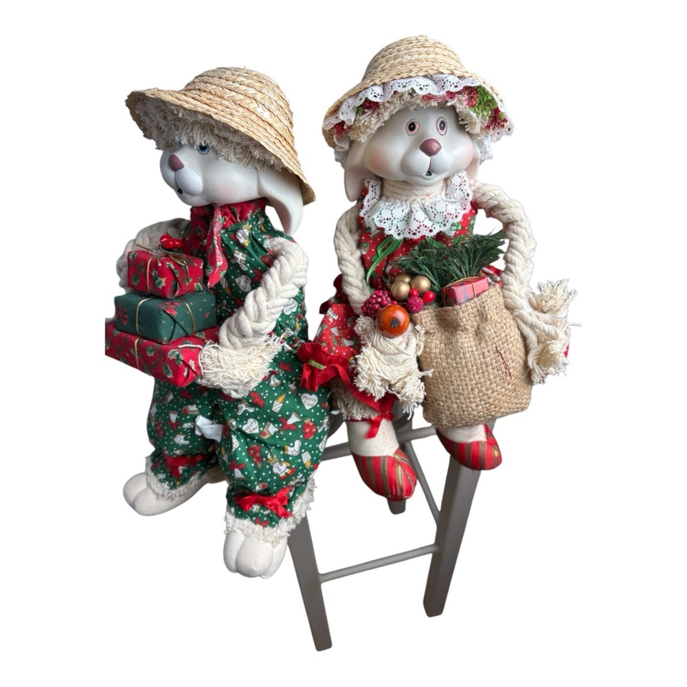 House of Lloyd Christmas Decor 1993 Floyd & Flossie Porcelain Faced With Boxes